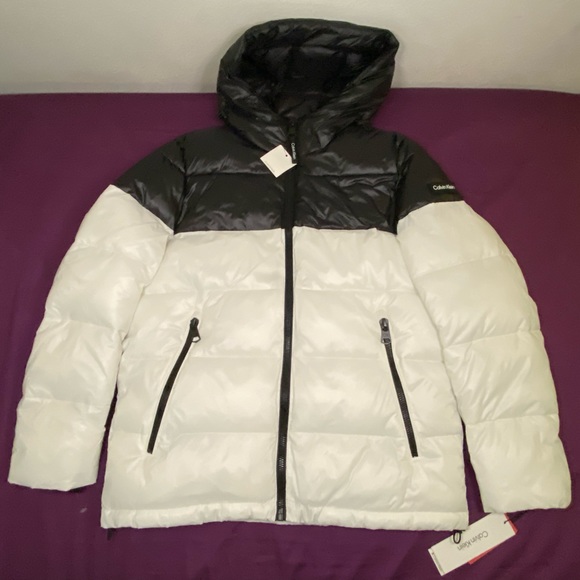 Calvin Klein Sorona Aura Black And White Puffer Coat - Picture 1 of 11